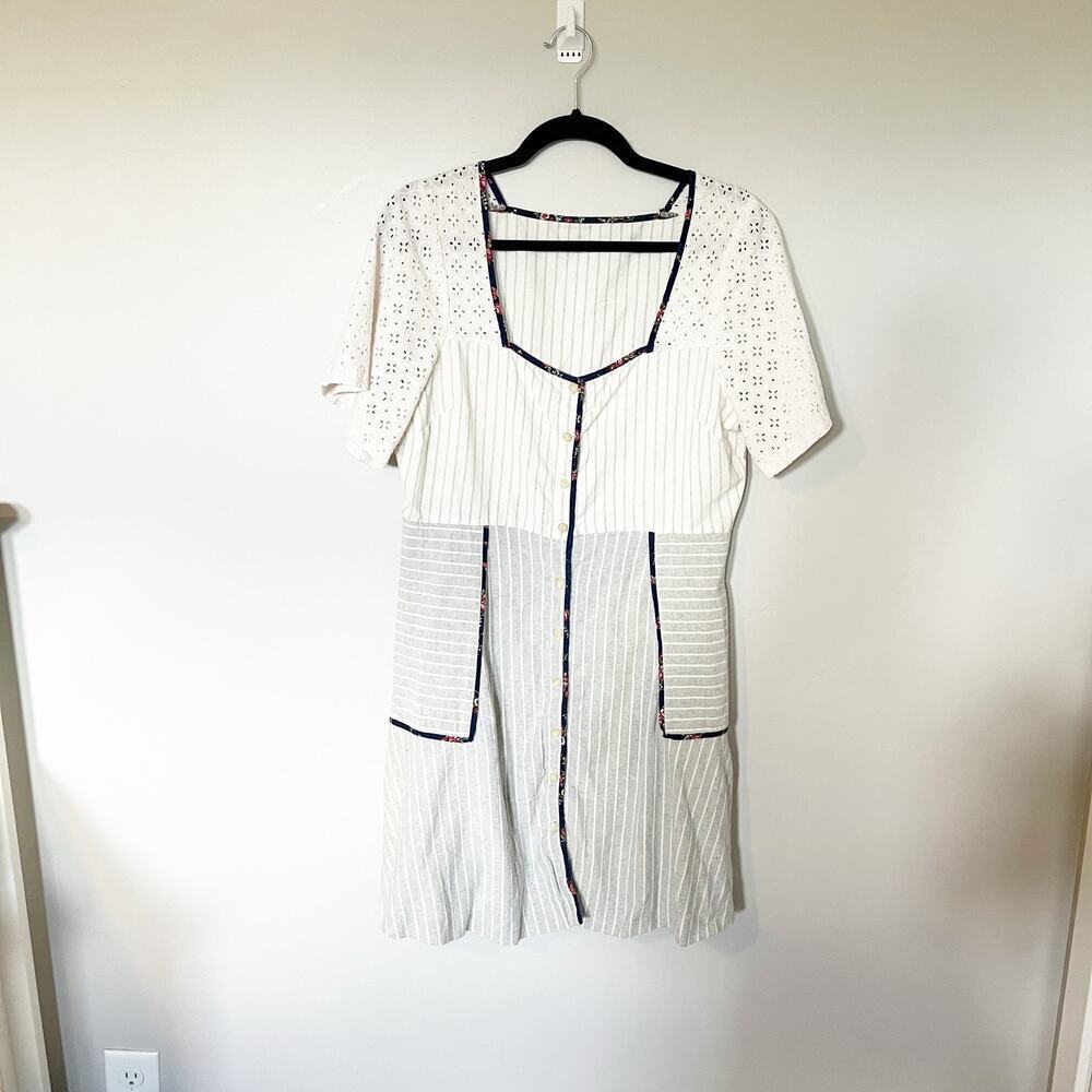 Madewell x The New Denim Project® Patchwork Square-Neck Dress medium